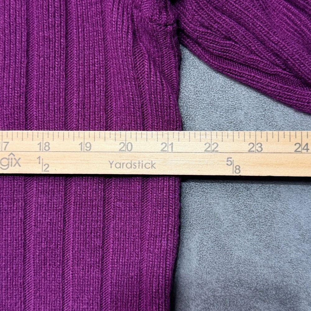 Talbots Plus Sweater Sz 1X Magenta Purple Ribbed Mock Neck Gold Button Shoulder - Picture 4 of 7